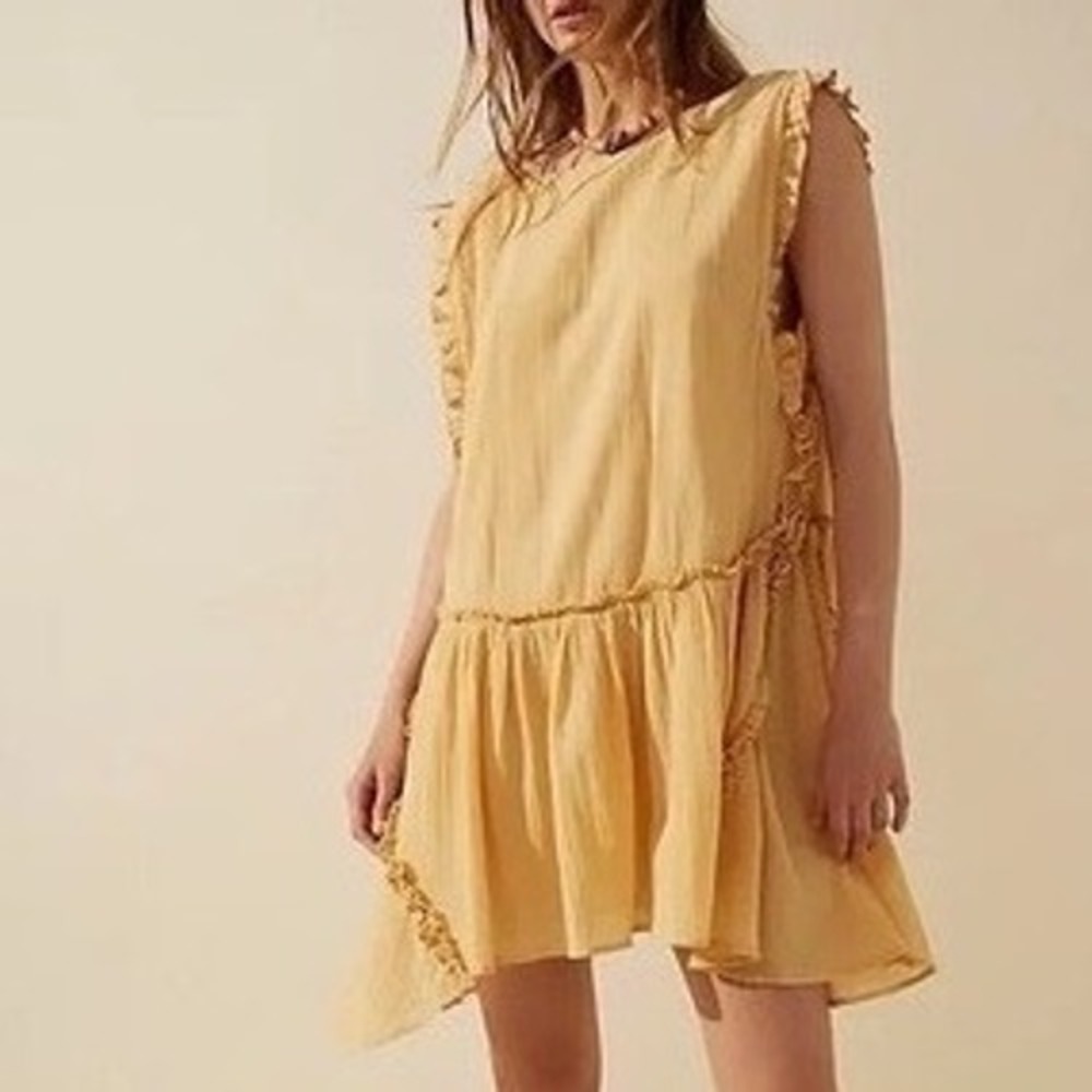 Free People Free-est Short And Sweet Tunic Dress Mystic Gold Yellow Boho Large
